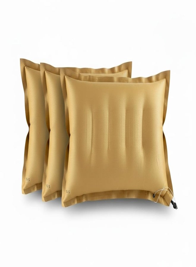 PM SQUARE Brown Air Pillow Pack of 3 for Travelling, Bus, Camping, Hostel and Office - Image 1